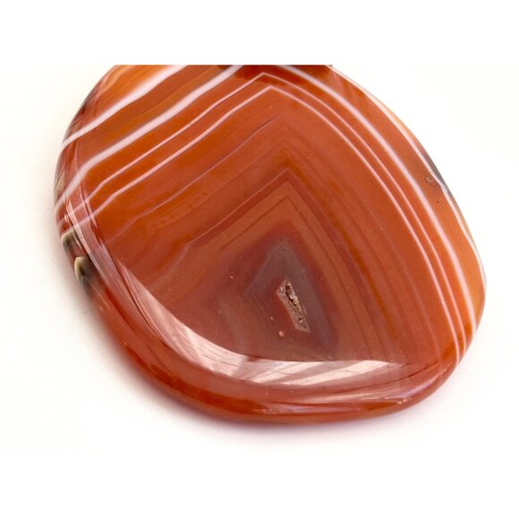 Carnelian Agate Smooth Stone Oval Shaped Large Silver Toned Vintage Pendant - Picture 12 of 12